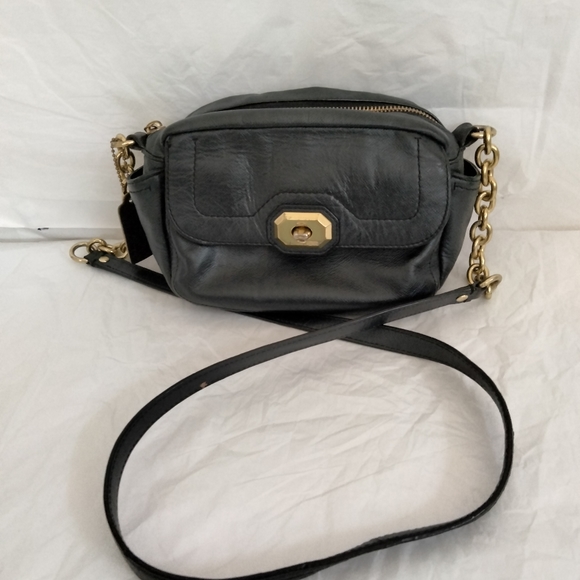 Coach Campbell Abby Turnlock Leather  Crossbody Bag Black - Picture 11 of 15